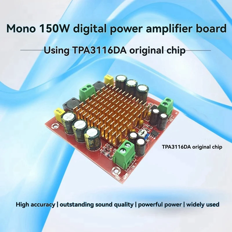B03B-4Pcs XH-M544 Mono 150W Digital Amplifier Board For TPA3116DA Audio Amplification Module Power Supply Voltage 12-26V