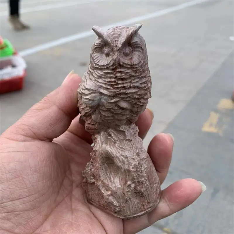 

Jade Owl Carving Statue Natural Gemstone Room Decoration Healing Crystal Animals Figurines Reiki Carved Stones 1pcs