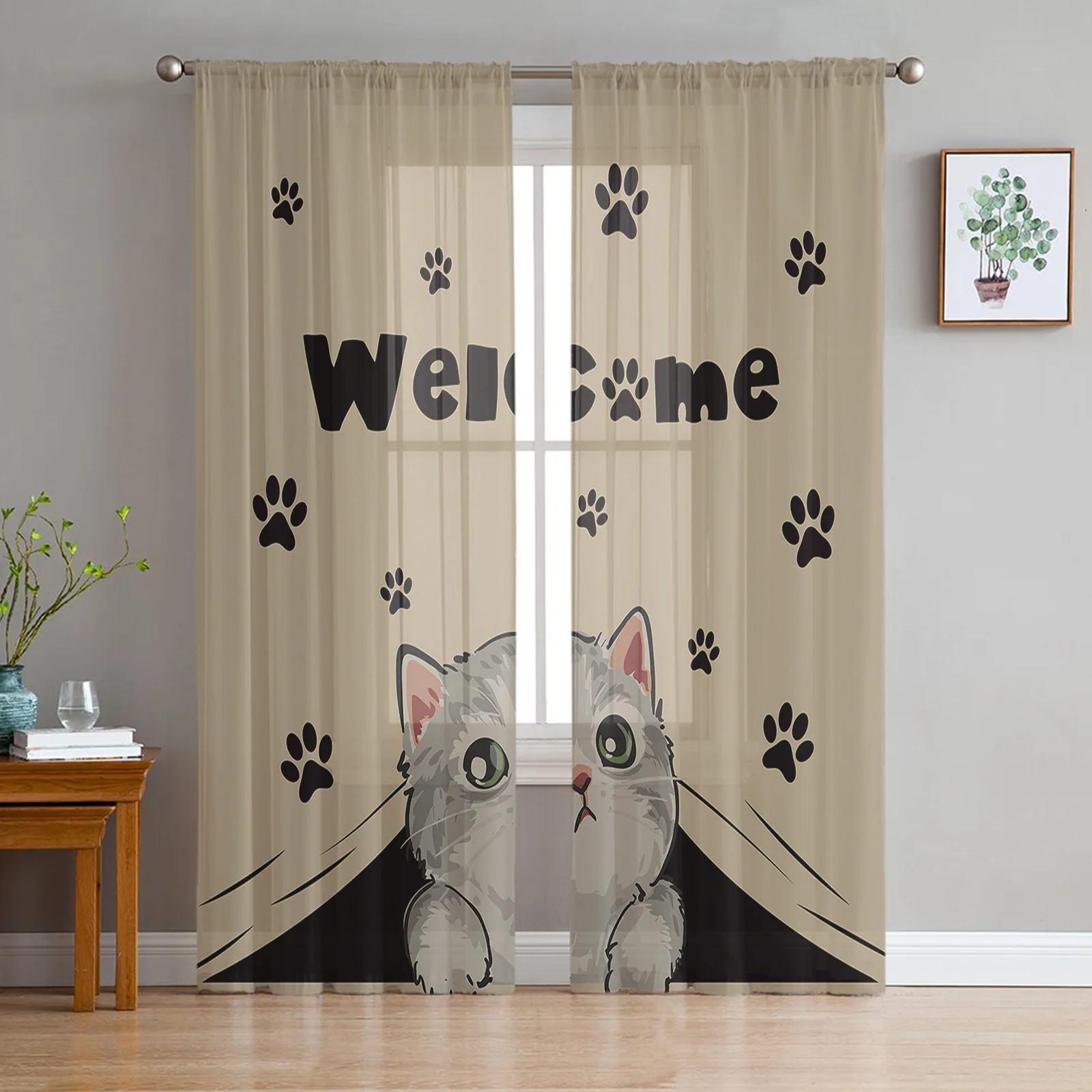 

Занавеска на окна «кошачья лапа» в стиле ретро, шифоновая Тюлевая Штора для украшения дома, гостиной