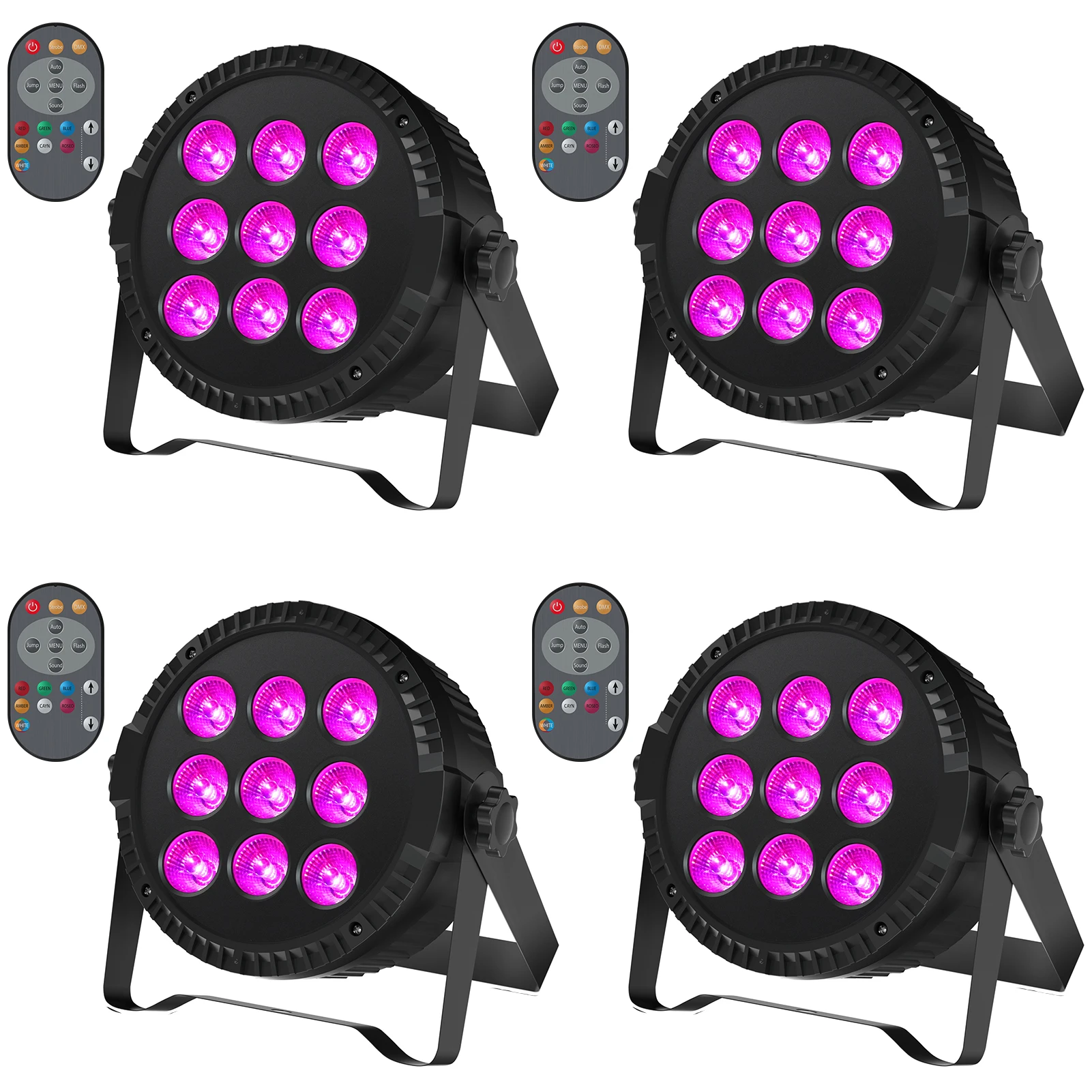 Datewink 4Pcs 54W 9LEDs Par Lights RGBW Stage Lighting Effect DMX With Remote Control For DJ Disco Wedding Bar KTV Party Karaoke