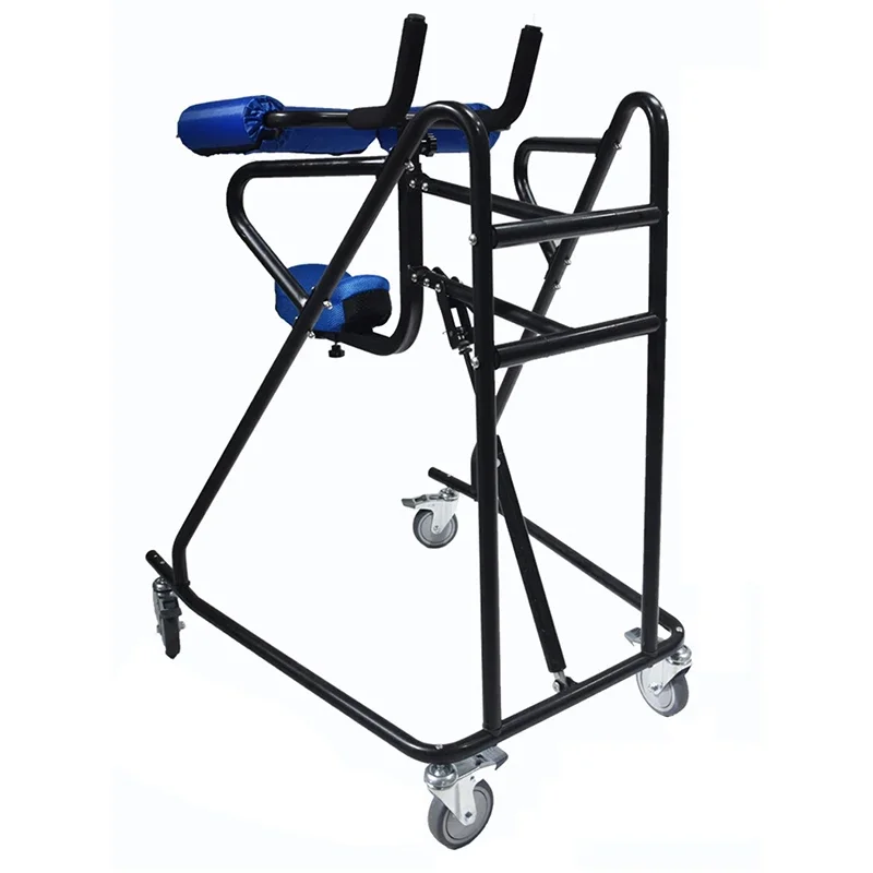 Hemiplegia Walker Stand Frame with Seat Wheel Rehabilitation Device Folding Height Adjustable Lower Limb Disabled 2