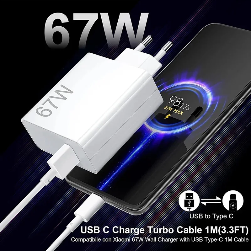 รูปสินค้า อะแดปเตอร์ชาร์จเร็ว 67W EU สำหรับมือถือ Xiaomi