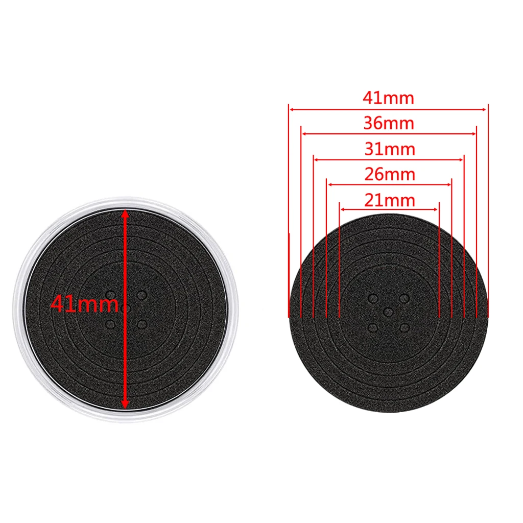 검은색 가스켓이 있는 60Pcs 41mm 동전 캡슐 및 5가지 크기(21/26/31/36/41mm) 동전 수집 홀더용 보관 주최자 상자