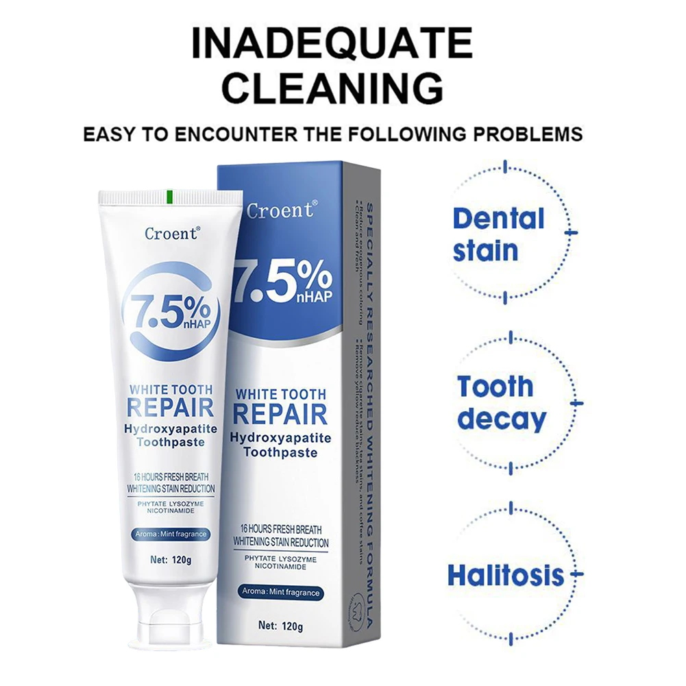 120g Hydroxyapatite Toothpaste Gentle Mint Breath Refreshing Teeth Whitening Product Essence Intensives Stain Removal Oral Care