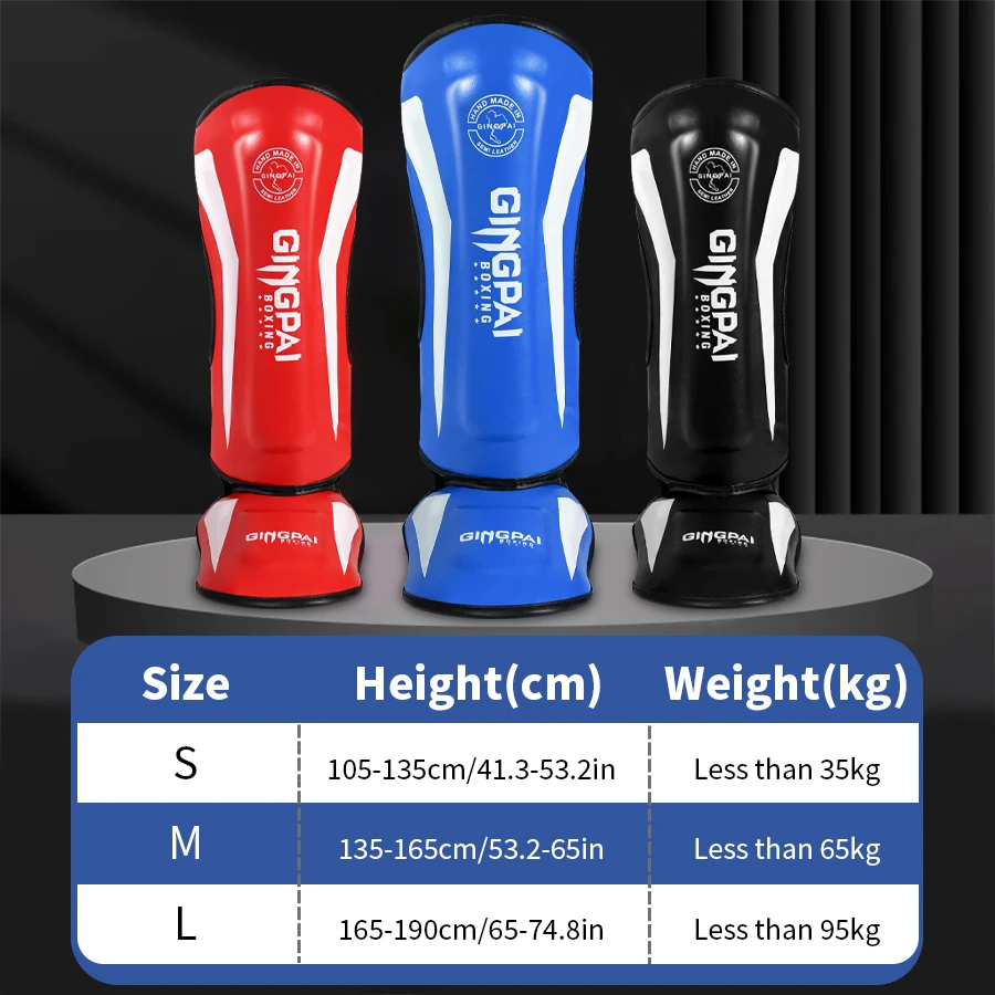 Boxing Sanda Leg Protector with Thick Foot Back Adult Muay Thai shin Protector Professional Children's Leg Tibial Fighting