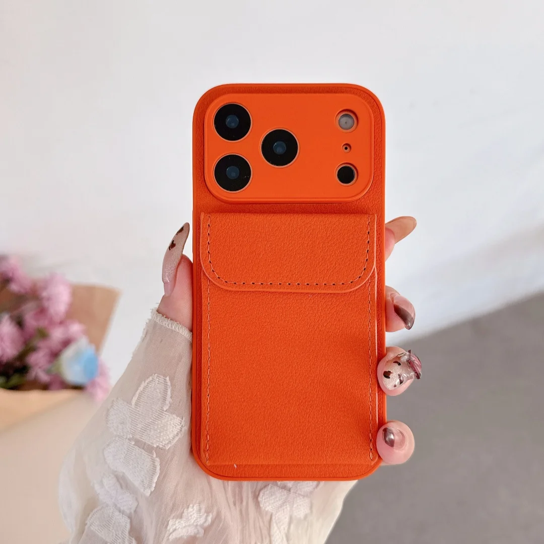 Elegant Luxury Leather Card Holder Wallet Case with Camera Lens Protection Cover