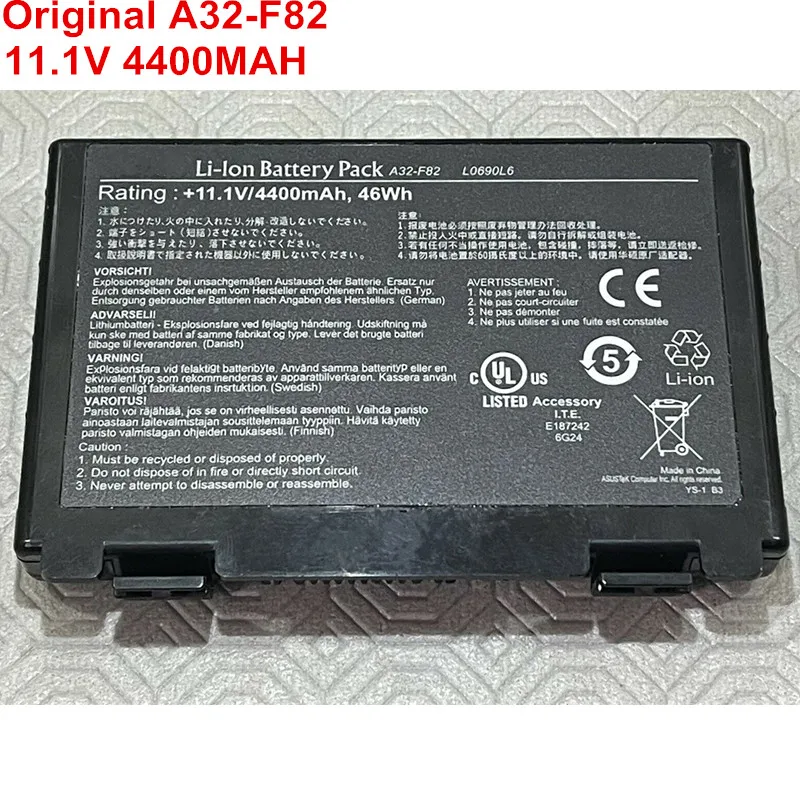 11.1V 4400MAH Original A32-F82 Laptop Battery For Asus A32 F82 F52 K50 ...