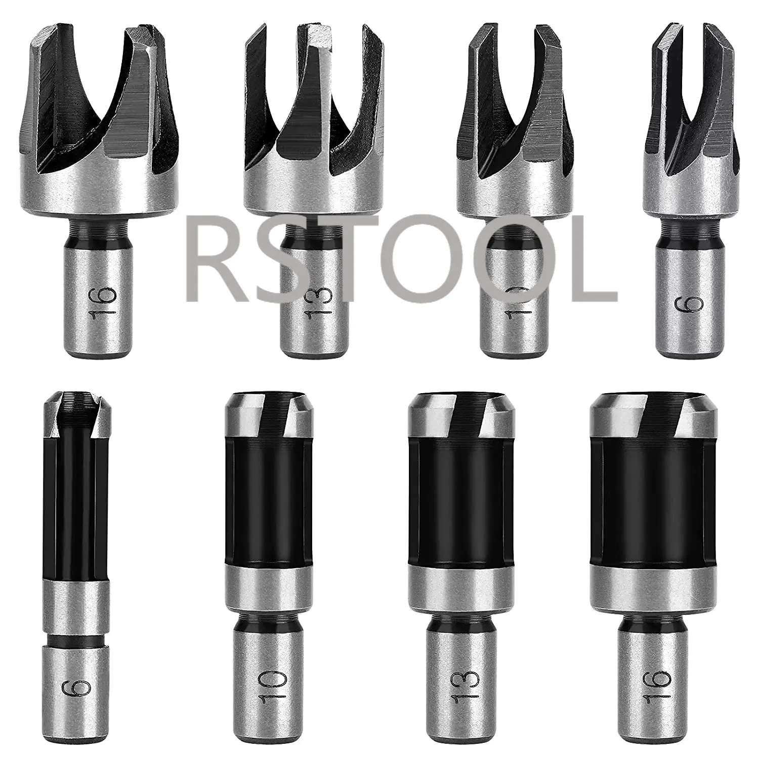 8pcs Wood Plug Cutter Drill Bit Set Hole Saw Cutting Tool Round Shank