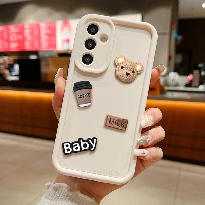 Adorable 3D Bear Liquid Silicone Cartoon Soft Phone Case