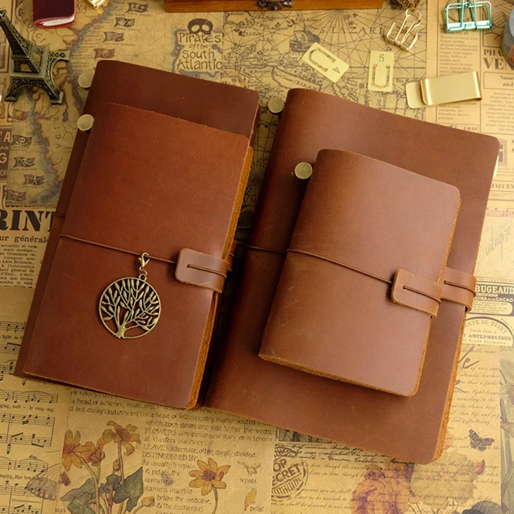 

Handmade Alice Free Gift Notebook Leather Sketchbook Planner Embossing Diary Travel Traveler Journey Cowhide