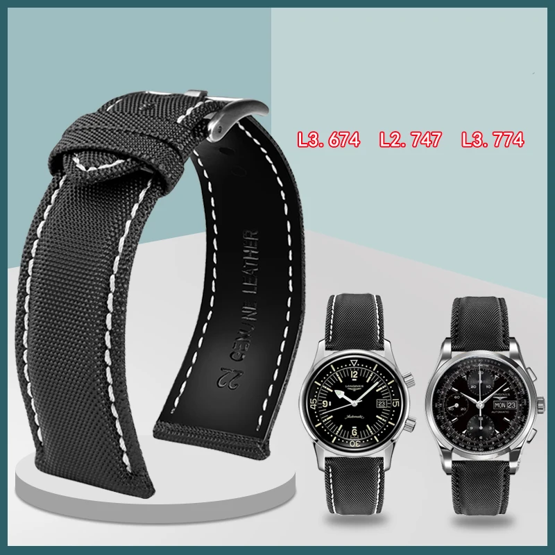 20Mm 21Mm 22Mm Cinturino Inferiore In Pelle Di Nylon Per Longines Classic Series L3.674/L3.774/L2.747 Bracciale Con Cinturino Sportivo Tudor Heuer