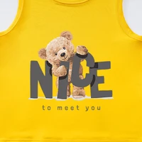 Summer Children's Clothing Cute Cartoon Bear Comfortable Baby Round Neck Sleeveless T-Shirt Boys And Girls Yellow Top 4