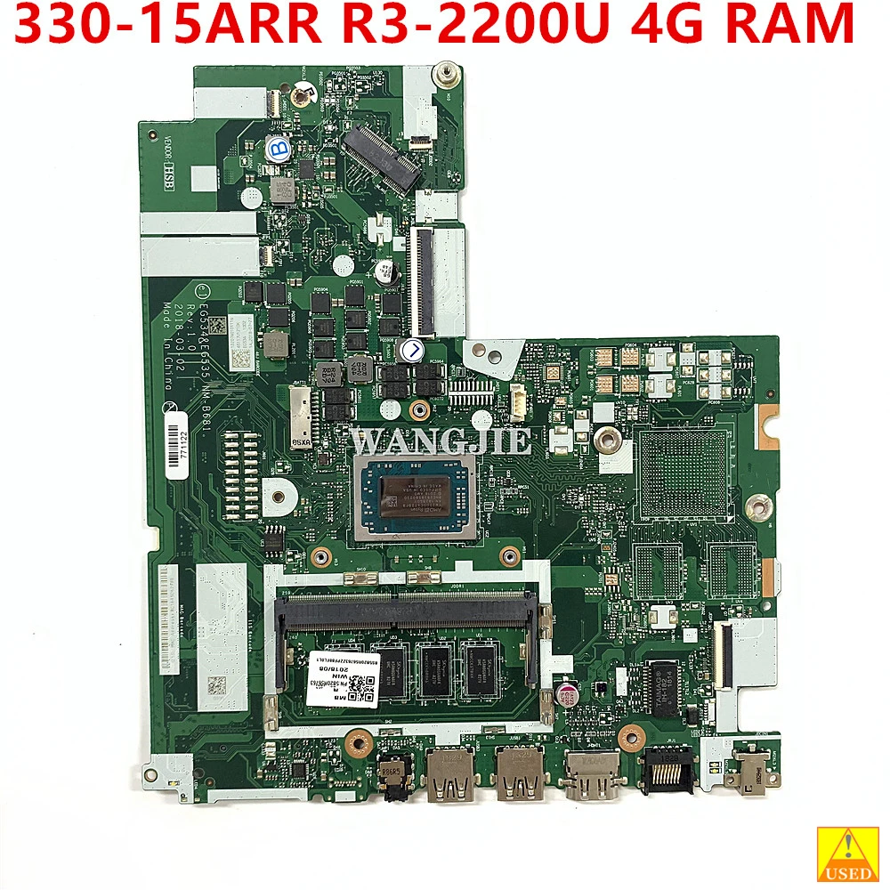 Usado 5b20r56763 para Lenovo Ideapad 33015arr Portátil Placa-mãe Eg534 Eg535 Nm-b681 com R32200u Cpu 4g Ram Ddr4 100 Trabalhando