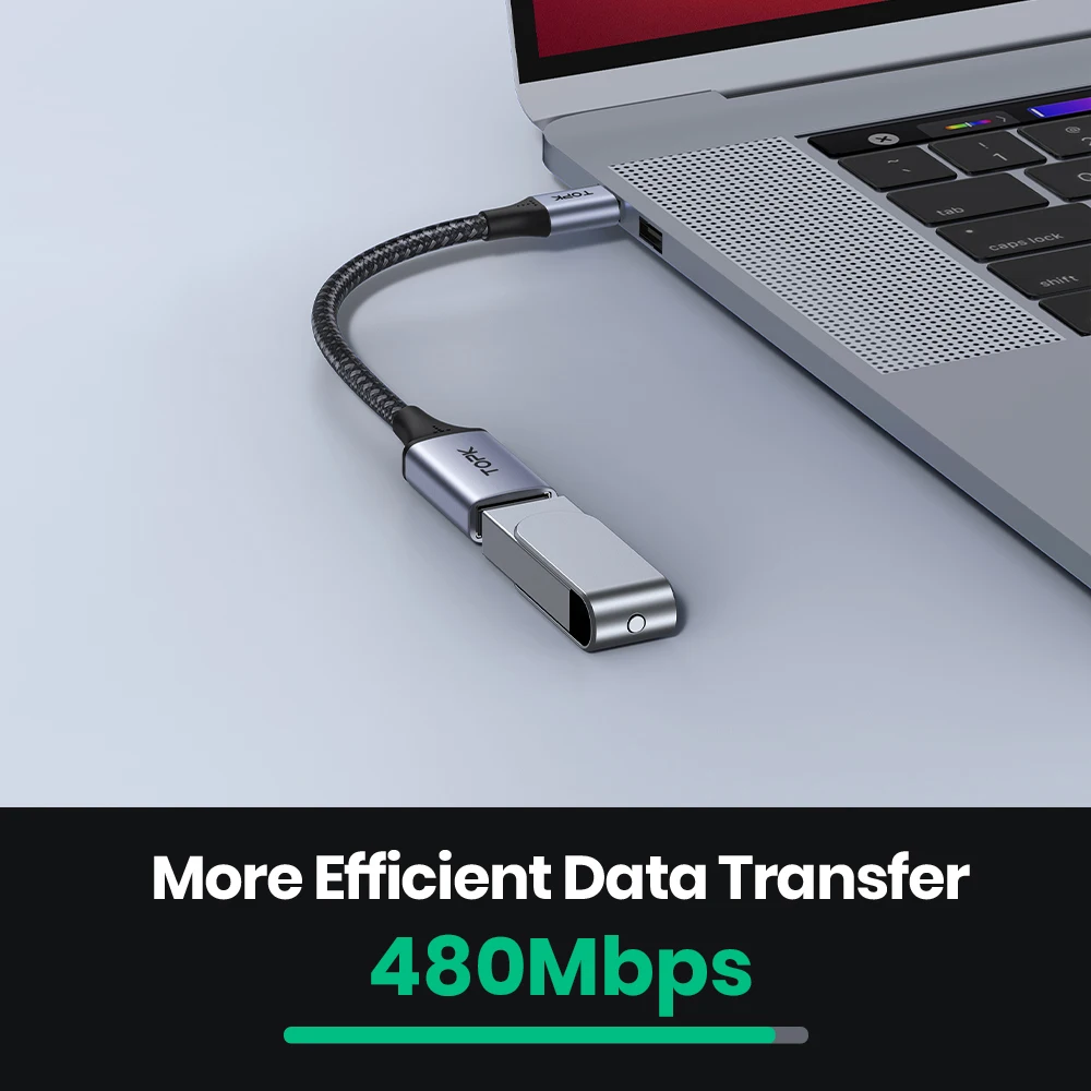 TOPK A10 USB C - USB A 어댑터 OTG 케이블 C타입(수) - USB 2.0 A타입(암) 케이블 어댑터 (맥북 프로, 삼성 타입C 어댑터 호환)