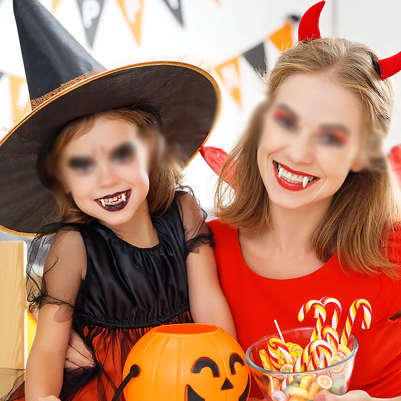 Eco-Friendly Vampire Fangs with Glue for Halloween and Cosplay