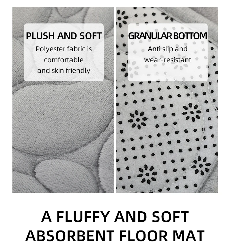 Bestickte Kieselstein-Korallenvelours-Bodenmatte, Badezimmerteppich, U-förmige Schwamm-Absorbiermatte, Fußmatte, Türmatte, Zweiteiliges Set – Detail 8