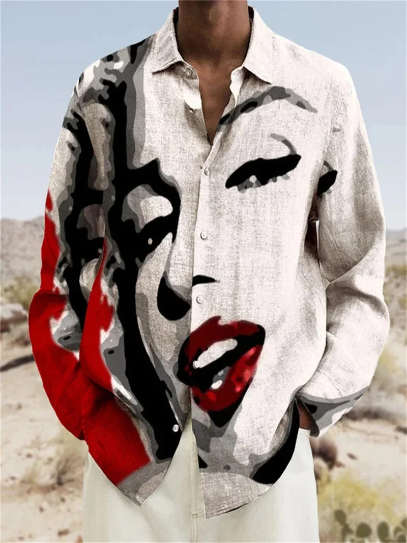 Men's casual, soft and fashionable printed top, daily office shirt