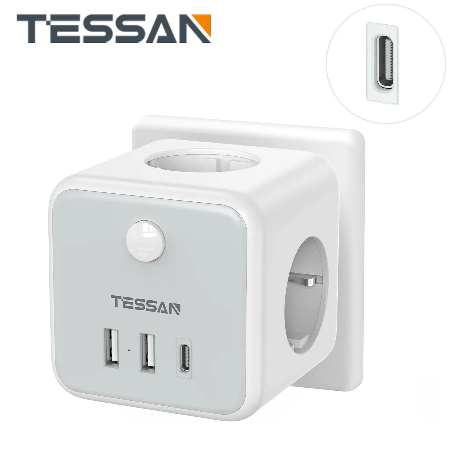 

TESSAN PowerCube Power Strip with AC Outlets & USB Ports, EU KR Plug Multiple Wall Socket Power Adapter Charger for Home Travel