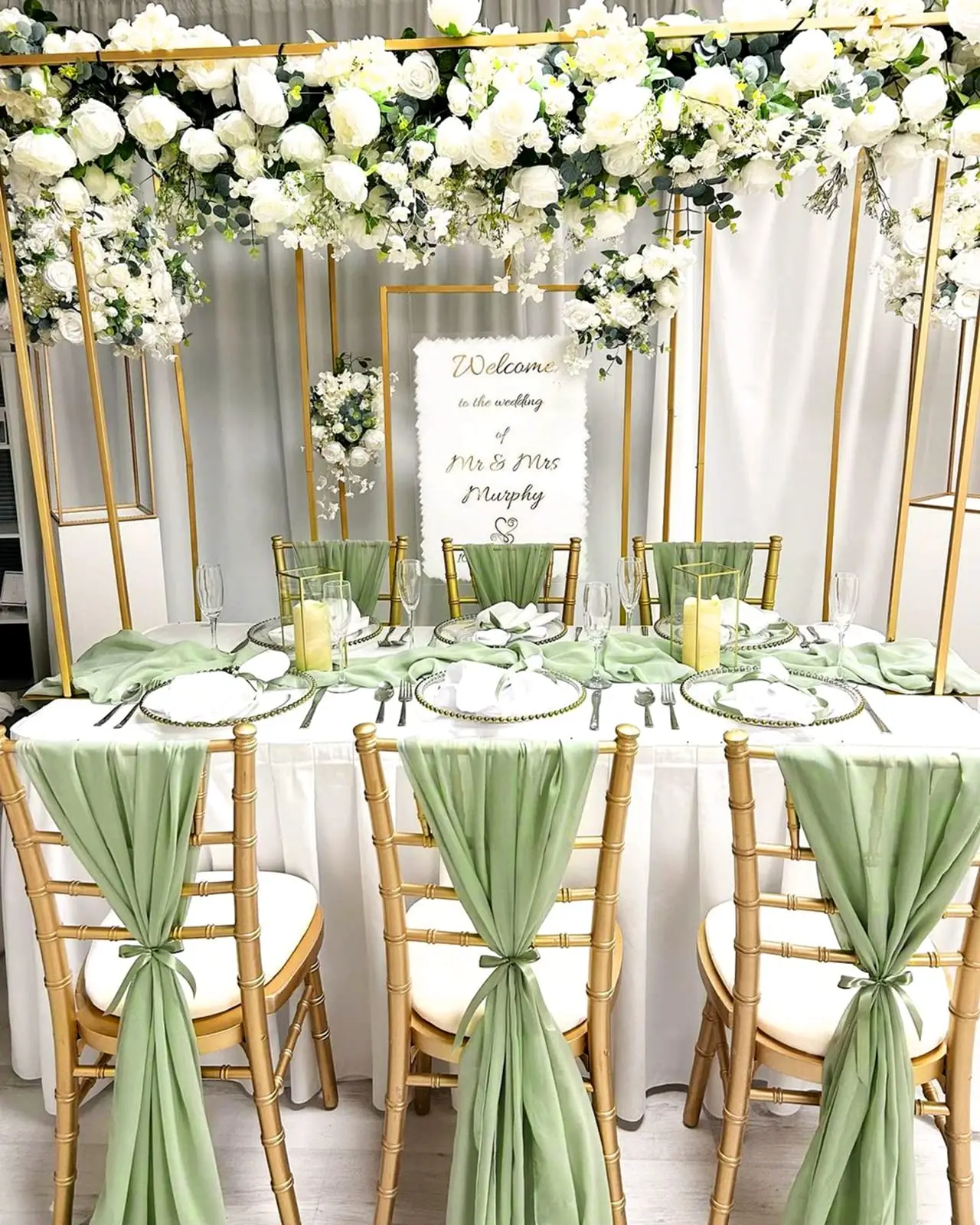 Chiffon Table Runner Gauze Vintage Romantic Wedding Chair Sashes Birthday Party Baby shower Ceremony Banquets Arches Cake Decor 3