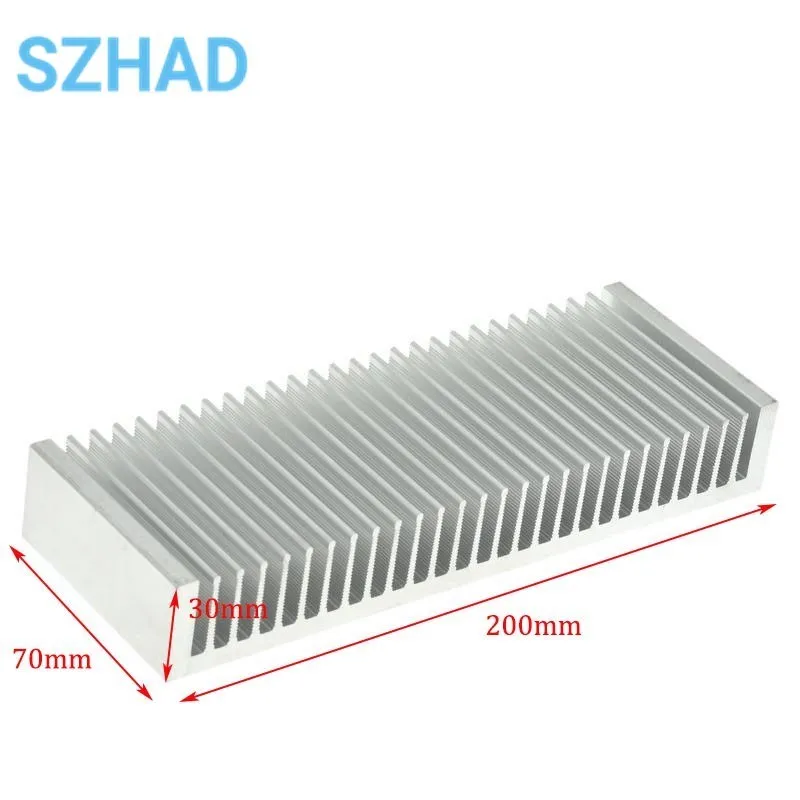Premium Ultra-Thick Aluminum Heat Sink in Silver, 200x70x30mm