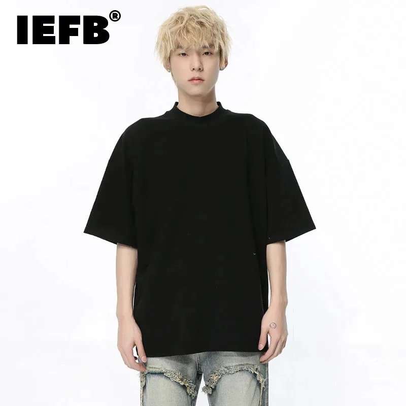 

Мужская футболка с круглым вырезом IEFB, простые однотонные мешковатые мужские топы с коротким рукавом, Корейская Стильная мужская одежда, весна, новый тренд 9C4742