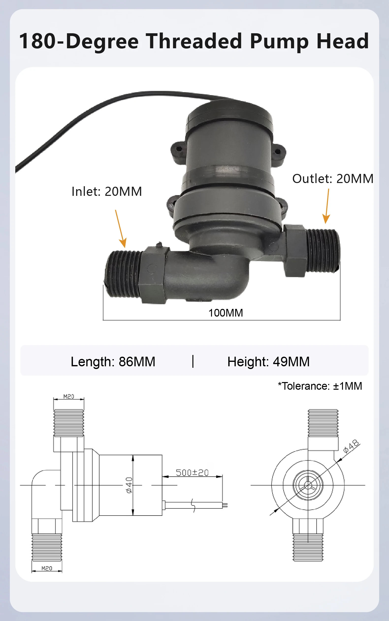 3805 12V 24V Brushless DC Water Pump 12L/min with 90/180 Degree Thread Micro Cen