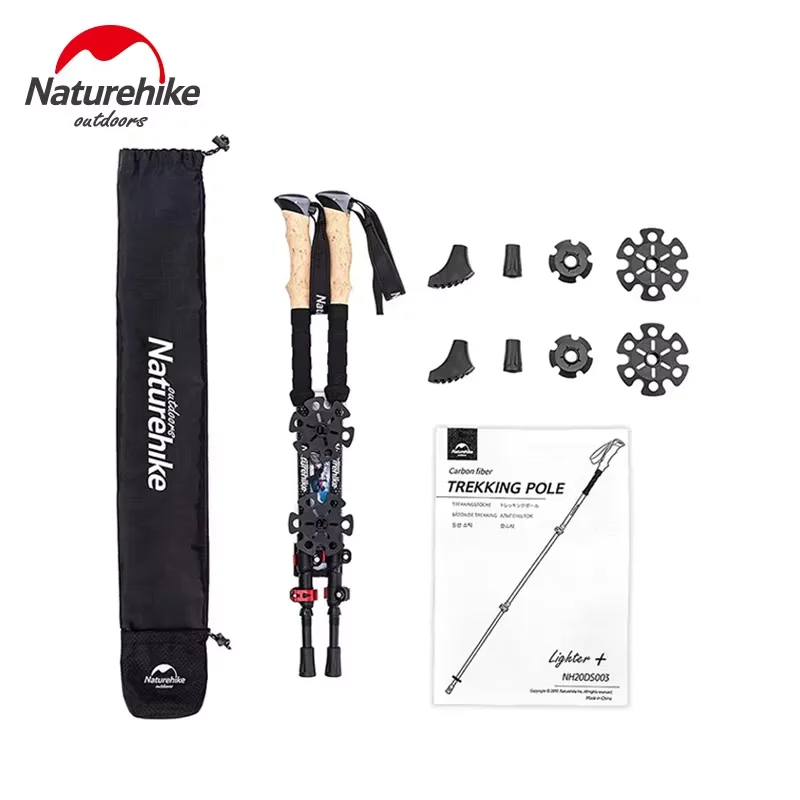 Trekking Poles 2pcs Carbon Fiber Folding Hiking Stick Collapsible Telescopic Sticks