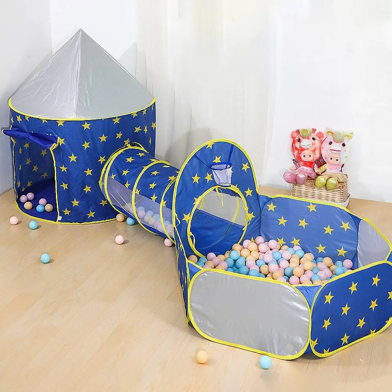 3 Pcs/lot Portable Children's Tent Beach Toys Ball Pool Rocket Tent Tipi Outdoor Children Tents Crawling Tunnel Kids Pop-up Tent 2