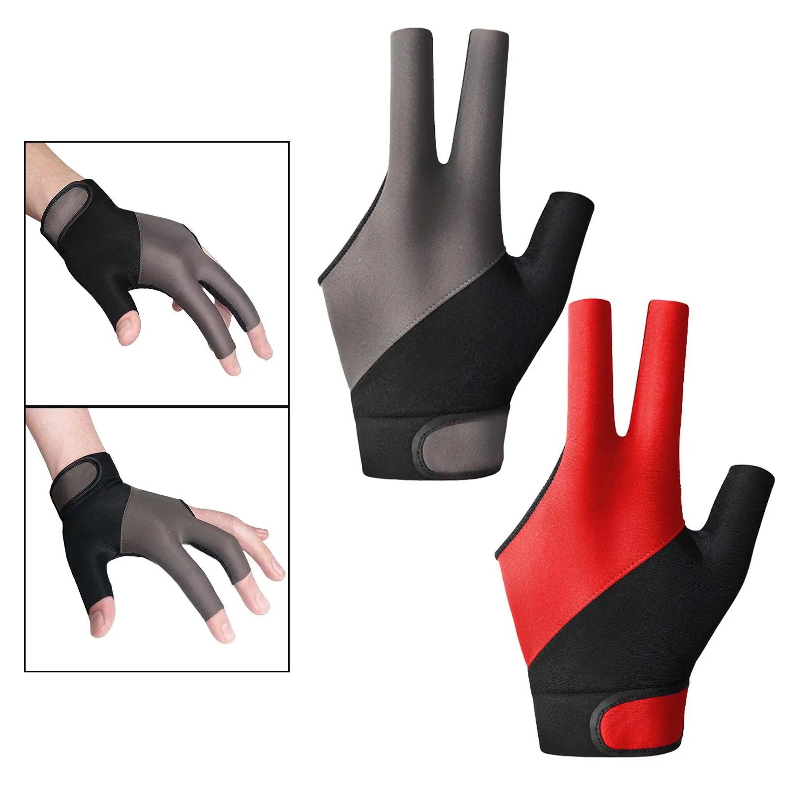 Three Fingers Billiard Glove Mitts Adjustable Anti Slip Comfortable Snooker Cue Glove for Games Playing Adults Training Practice