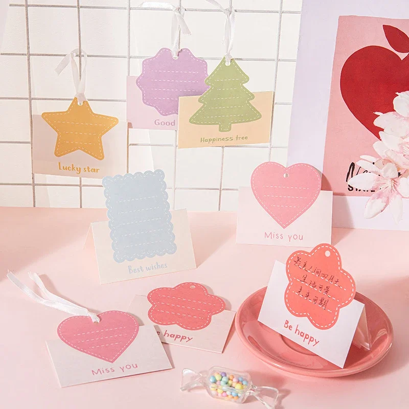 10pcs Ins Cute Small Greeting Cards Kawaii Writable Blessing Card with Holes Bouquet Message Daily Planner Writing Paper Office 2024 calendar daily schedule planner sheet cute wall calendar yearly weekly annual planner to do list agenda organizer office