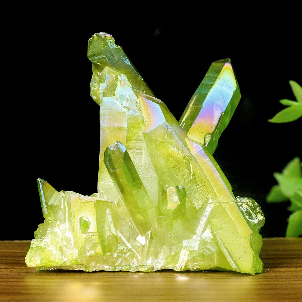 

Натуральный Гальванизированный зеленый кристаллический Cluster Reiki из кварца Healing лечебный необработанный минеральный камень, образцы, коллекционные предметы, домашний декор
