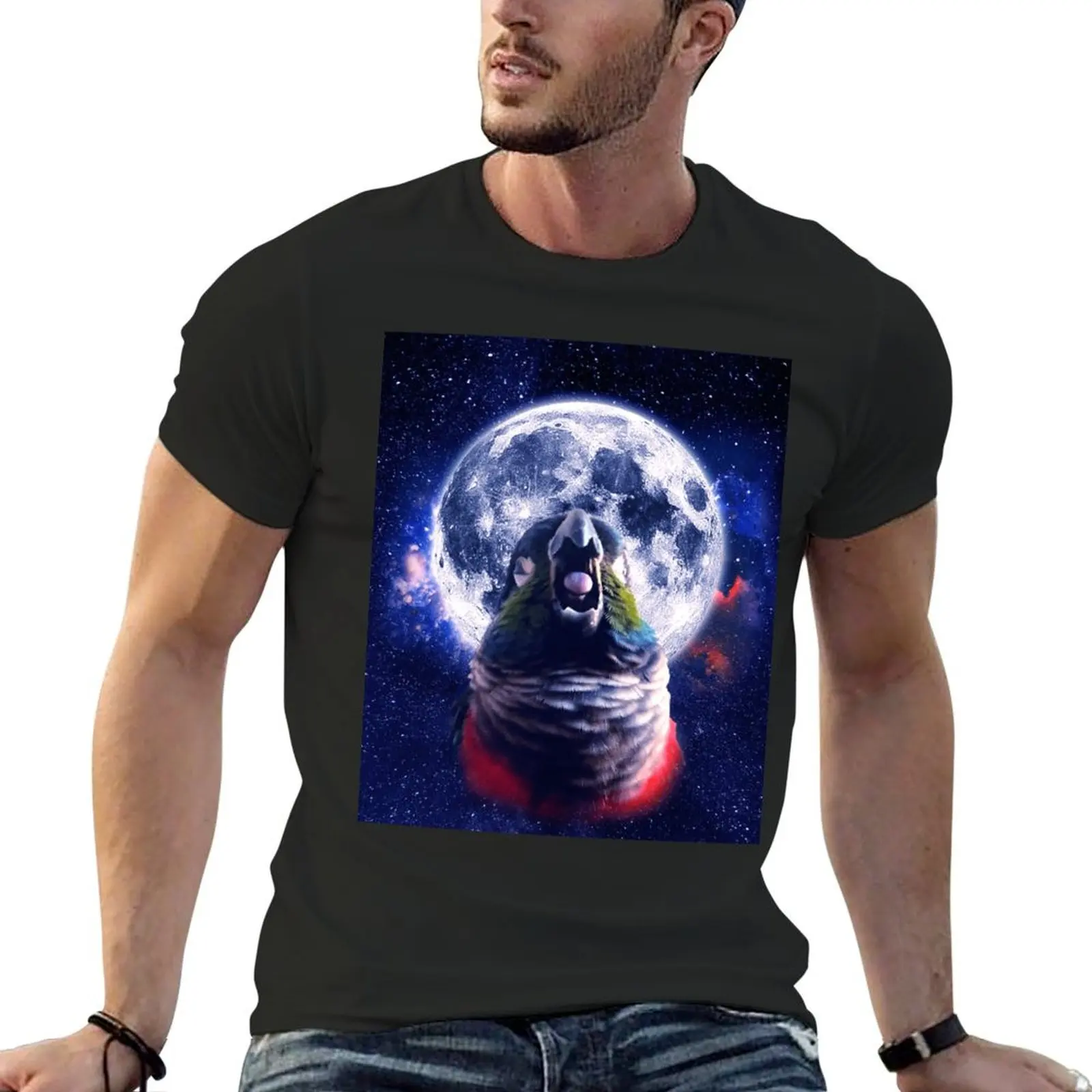 

Футболка Conure с изображением воющего на Луне, спортивные футболки для фанатов, графические футболки, мужские Графические футболки, забавные