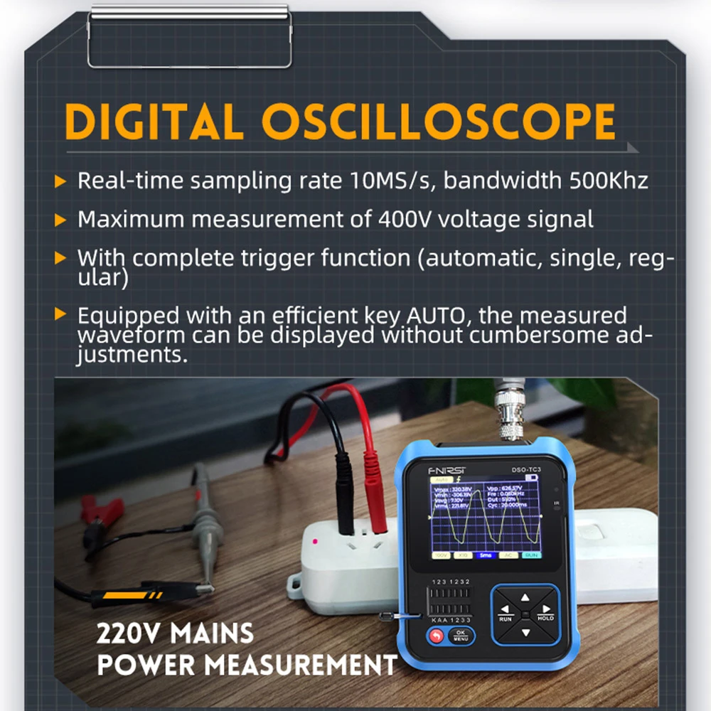 FNIRSI DSO-TC3 Digital Osciloscopio Transistor Tester Function Signal Generator 3 in 1 Multifunction Electronic Component Tester 3