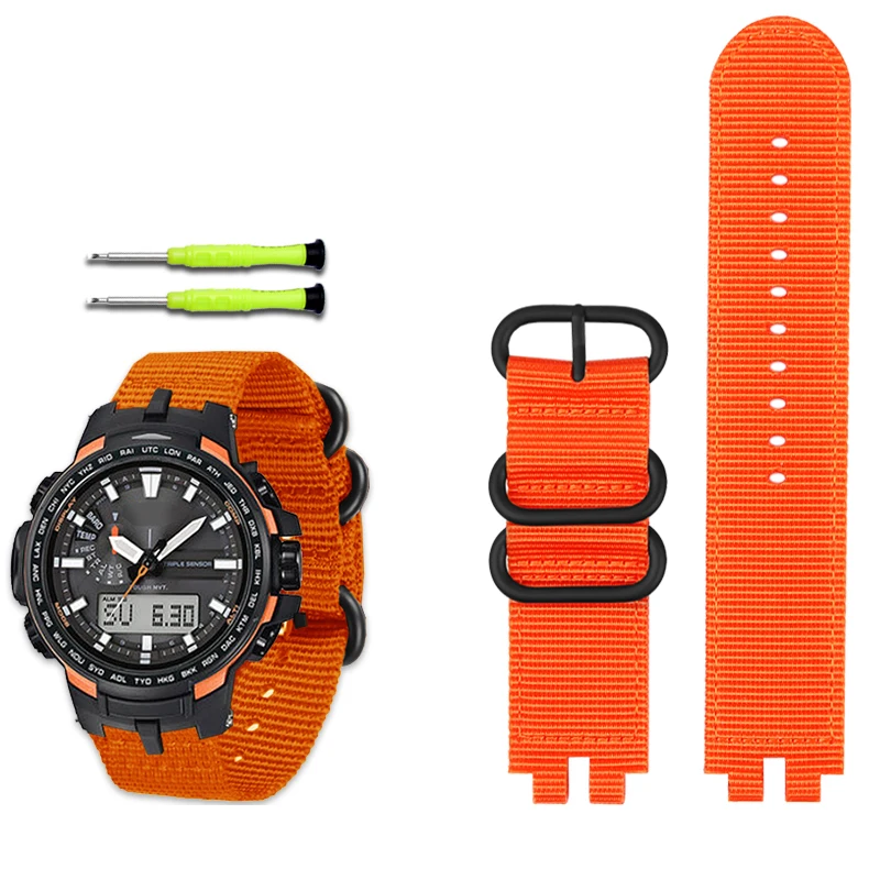 thumbnail image 1 of Correa de reloj de nailon para CASIO prw3000/3100/6000/6100y, correa de reloj de lona modificada, accesorios, pulsera para hombre, 1 of 5