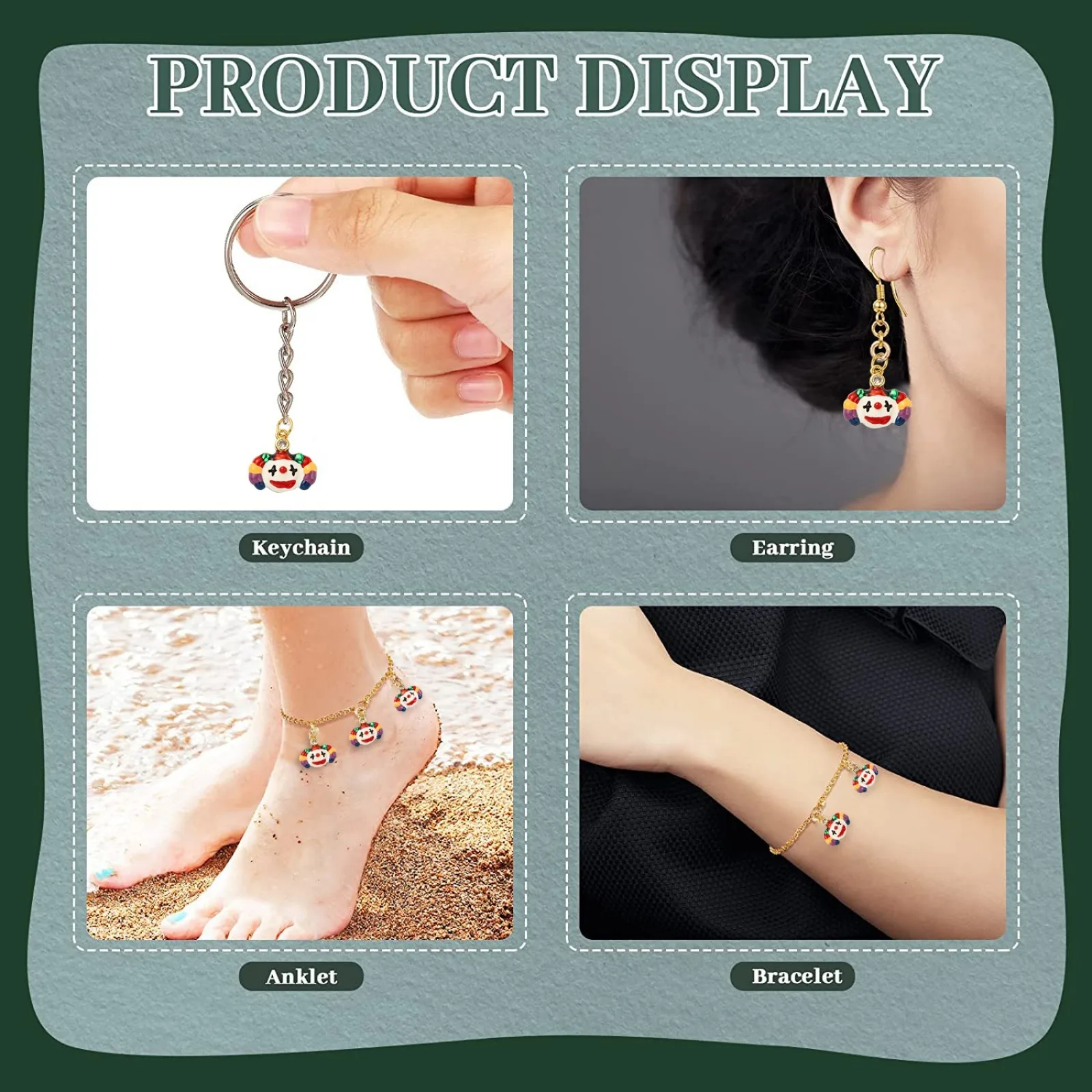 Pandahall 3pcs Cute Clown Hanging Pendants Brass Micro Pave Zirconia Clown Decorations for Xmas Tree Pendants and Party Favors