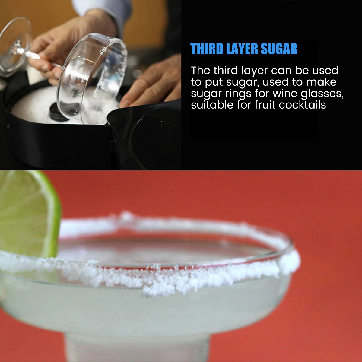 Cocktail Rimming Container 3 Tier Foldable Portable Glass Rimmer for Margarita and Cocktails