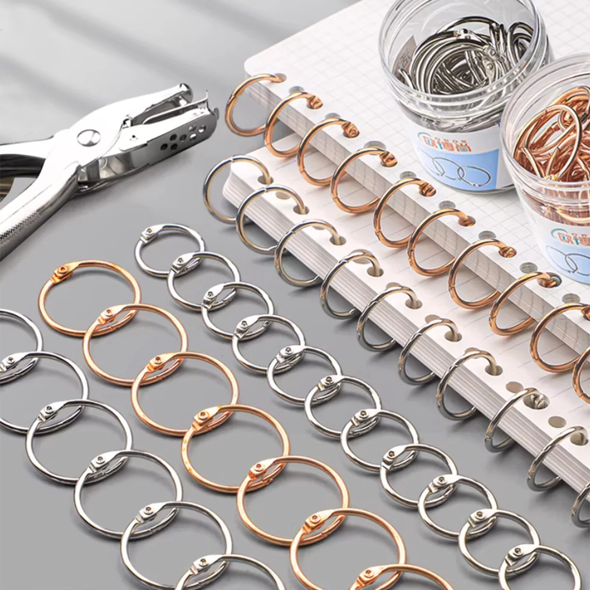 5Pcs Alloy Binder Rings Set Assorted Sizes Gold Color Loose Leaf Rings Multipurpose Book Rings for Office School DIY Crafts