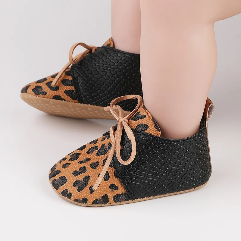 Spring Autumn Baby Shoes Retro Leopard Print First Walkers Newborn Soft Bottom Non-Slip Leather Shoes Toddler Casual Shoes 4
