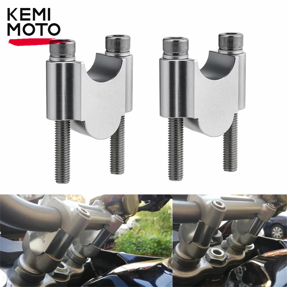 Cnc Motorcycle Handlebar Riser Kit 7/8" Or 1 1/8"universal Bar Clamps 22/28mm Mt07 Mt09 R1 R3