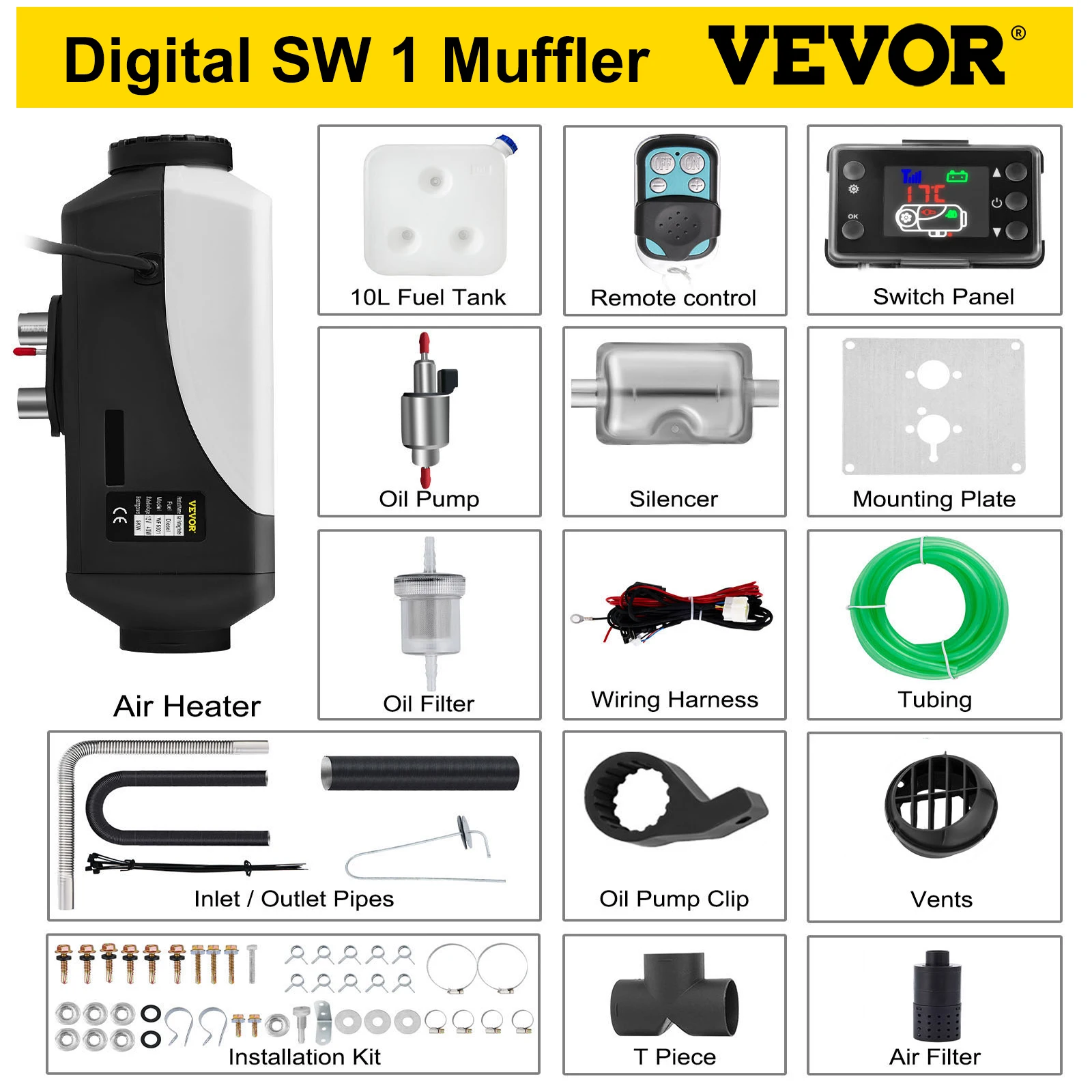 VEVOR 5KW Car Heater 12V Air Diesel Heater for Bus Auto Boats Yacht  Motorhome Trailer Trucks RV 5000W Air Diesel Parking Heater - AliExpress