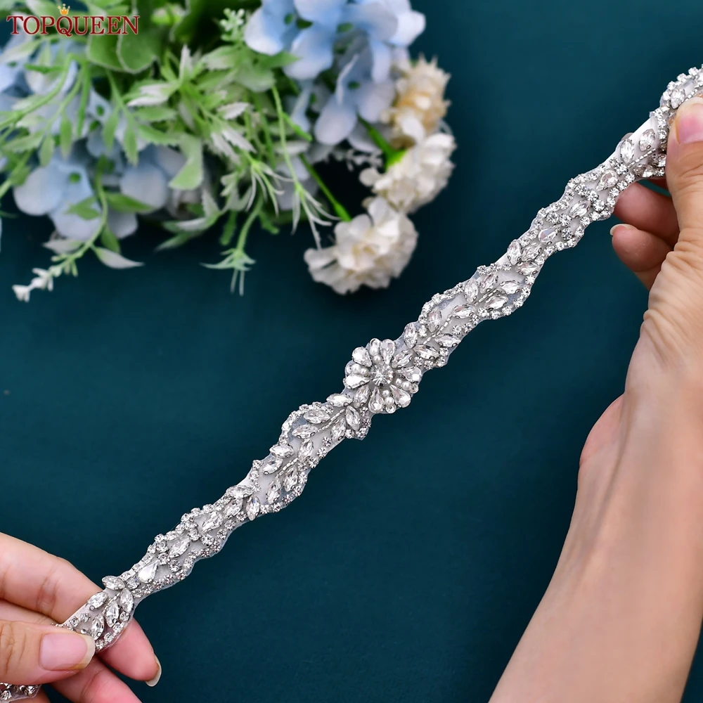 TOPQUEEN Women's Wedding Dress Belt Bridal Jeweled Sash Women's Formal Dress Waist Decoration Bridesmaid Belt Customized S32