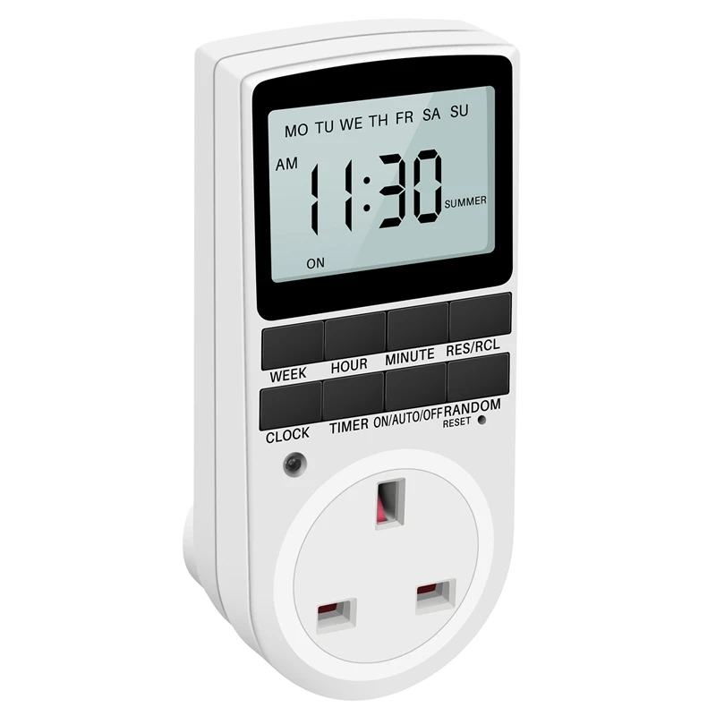 

HOT SALE Uk Plug Digital Timer Plug Socket, Electrical Programmable Plug In Timer Switch For Light, B And More, With Large Lcd D
