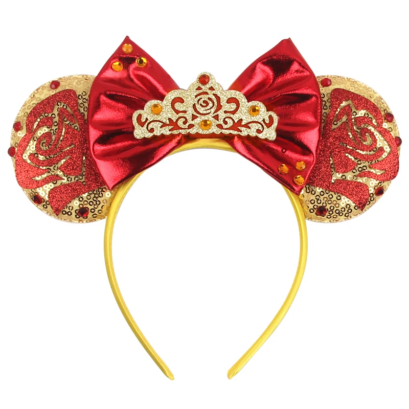 Disney Beauty And The Beast Orecchie Da Topo Fascia Per Capelli Donna Ragazze Festival Party Cosplay Fascia Per Capelli Bambini Fiocco Con Paillettes 