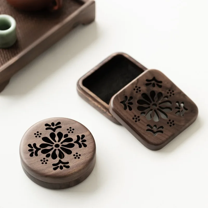 New Chinese-style Wooden Coil Incense Burner Home Indoor Incense Box Tearoom Decorative Relaxing Purifying Aromatherapy Tools