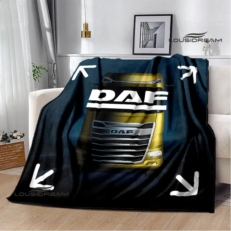 3D DAF 트럭 레트로 인쇄 담요 피크닉 담요 따뜻한 플란넬 담요 부드럽고 편안한 담요 침대 라이닝 생일 선물