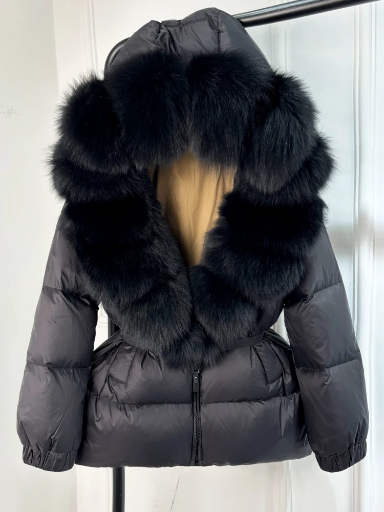 2024 New Fashion Winter Puffer Down Jacket Women Real Fox Fur Hooded Thick Warm 90% White Duck Down Coat Female Waterproof Parka 2