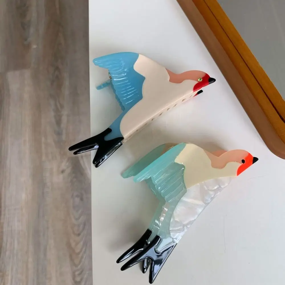 Fashion Acetate Animal Hair Claw Cat Rainbow Cat Hair Clip Zircon Large Size Acetate Shark Clip Lady/Girls