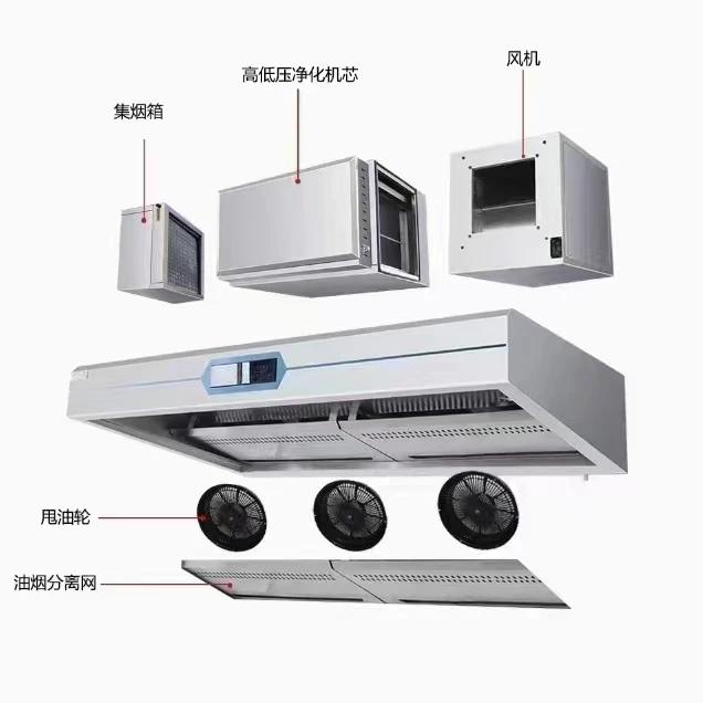 Custom Made Commercial Kitchen Stainless Steel Exhaust Range Hood with Filter Oil Fume Purifier