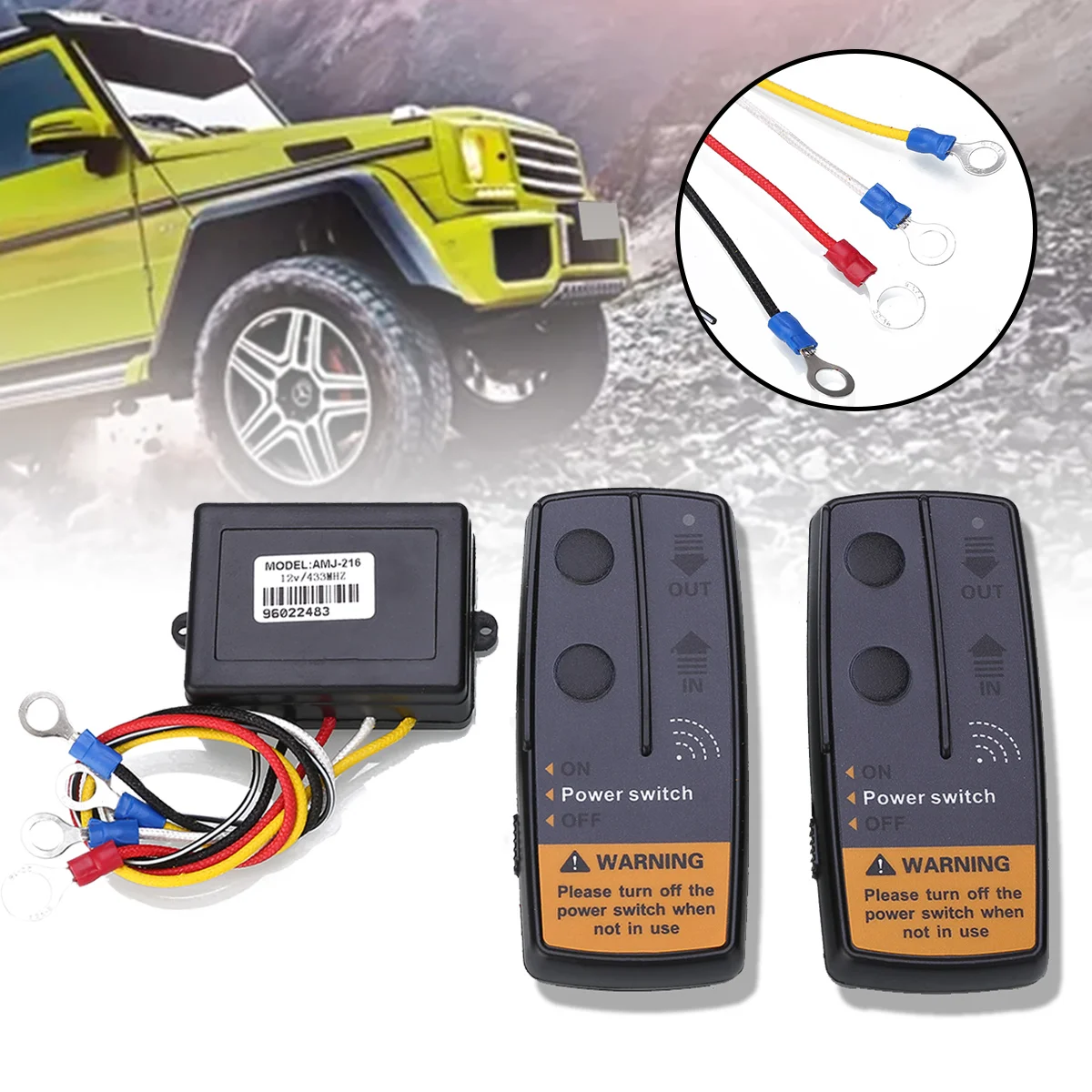 

2pcs Wireless Winch Remote Control 2.4Ghz 12V 5-7A Controller 2 Handset Switch Kit With Receiver For Truck SUV ATV