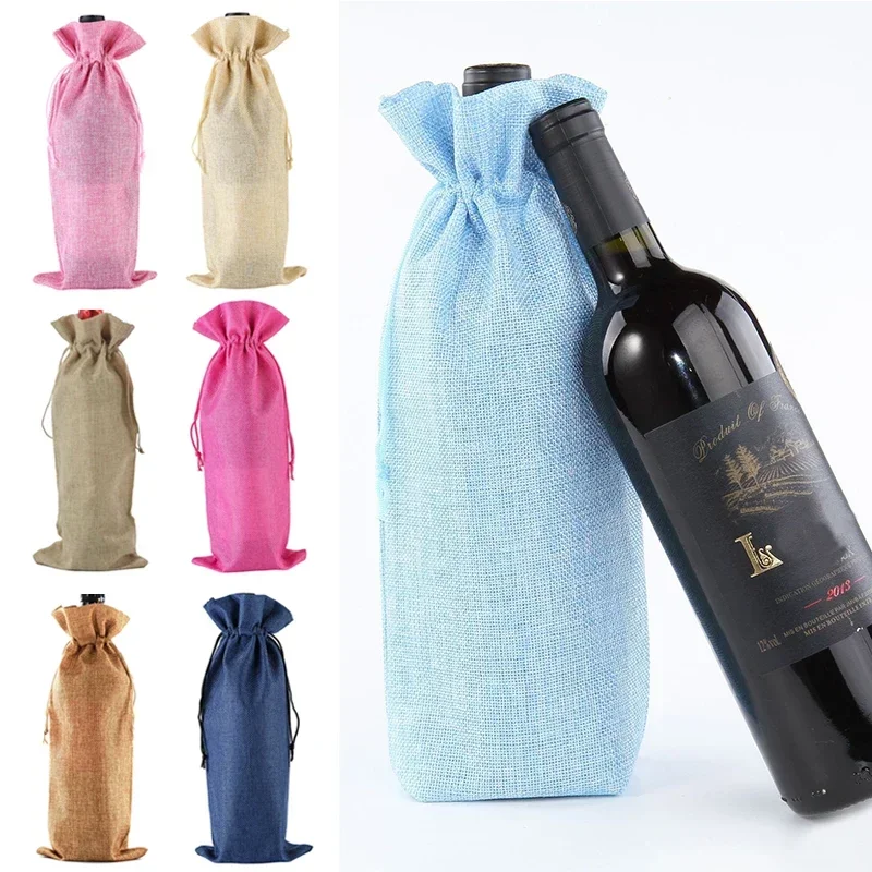 Description Picture 5 of itemLinen Wine Bags Wine Bottle Covers with Drawstring Wine Bag Holder Carrier Packaging Bag Wedding Party Decor Gift